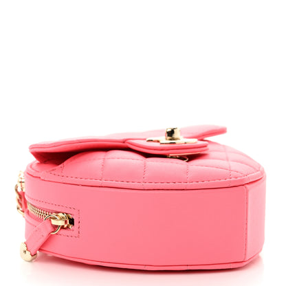 Chanel Lambskin Quilted CC In Love Heart Clutch With Chain Pink 4 of 11