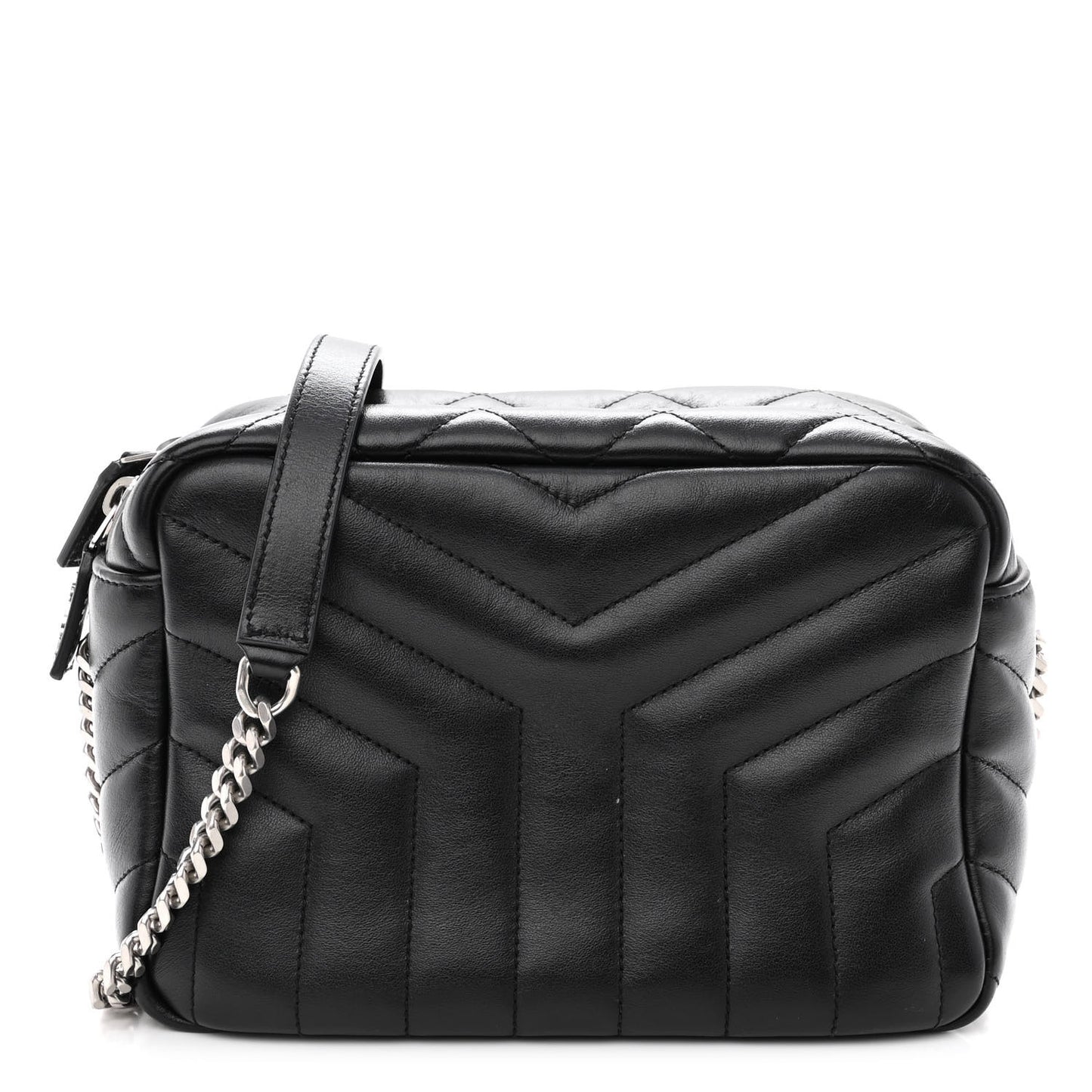 Calfskin Y Quilted Monogram Small Loulou Bowling Bag Black