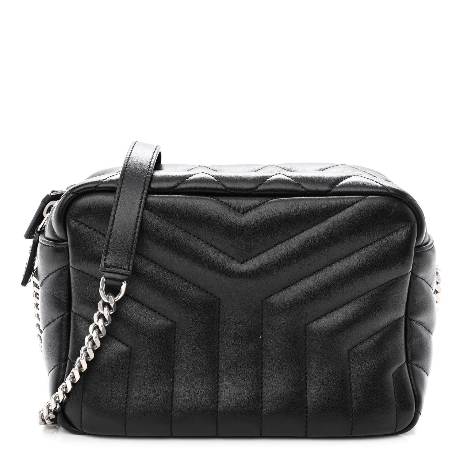 Saint Laurent Calfskin Y Quilted Monogram Small Loulou Bowling Bag Black 1 of 9
