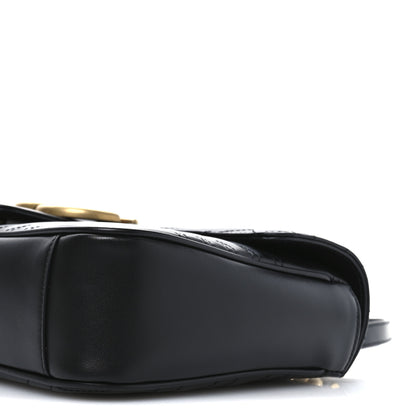 Gucci Calfskin Matelasse Medium GG Marmont Shoulder Bag Black 10 of 11