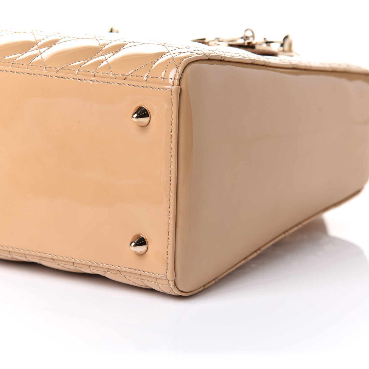 Patent Cannage Medium Lady Dior Beige