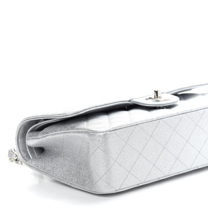 Chanel Glittered Metallic Caviar Quilted Medium Double Flap Silver 8 of 9