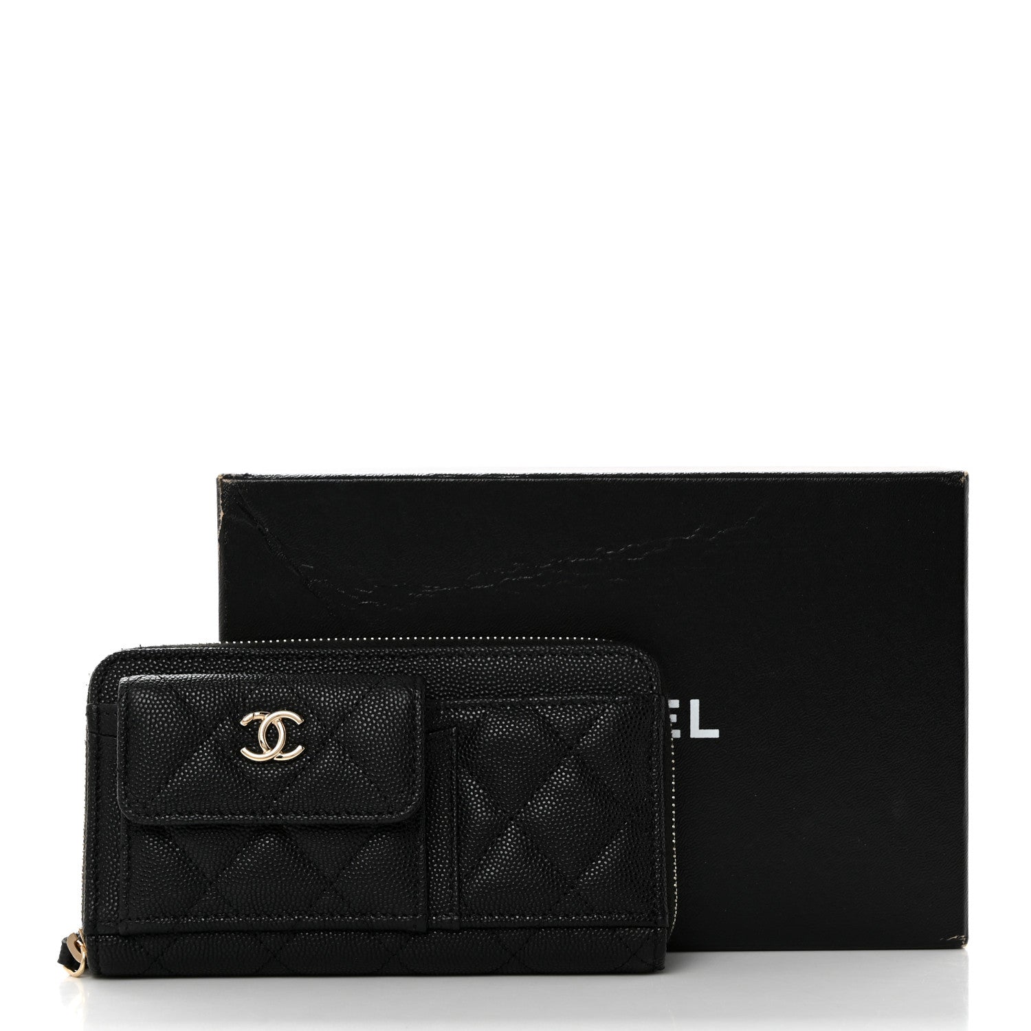 Chanel Caviar Quilted In & Out Zip Around Wallet Black 8 of 8