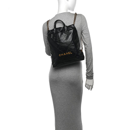 Chanel Shiny Calfskin Quilted Chanel 22 Backpack Black 2 of 10