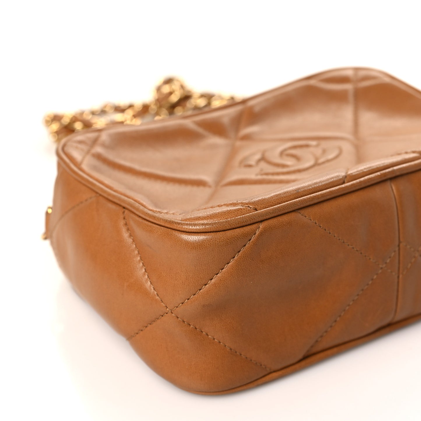 Lambskin Quilted Tassel Camera Bag Brown