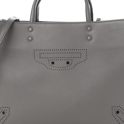 Balenciaga Calfskin Blackout Hardware Perforated Papier A6 Tote Gris Acier 9 of 9