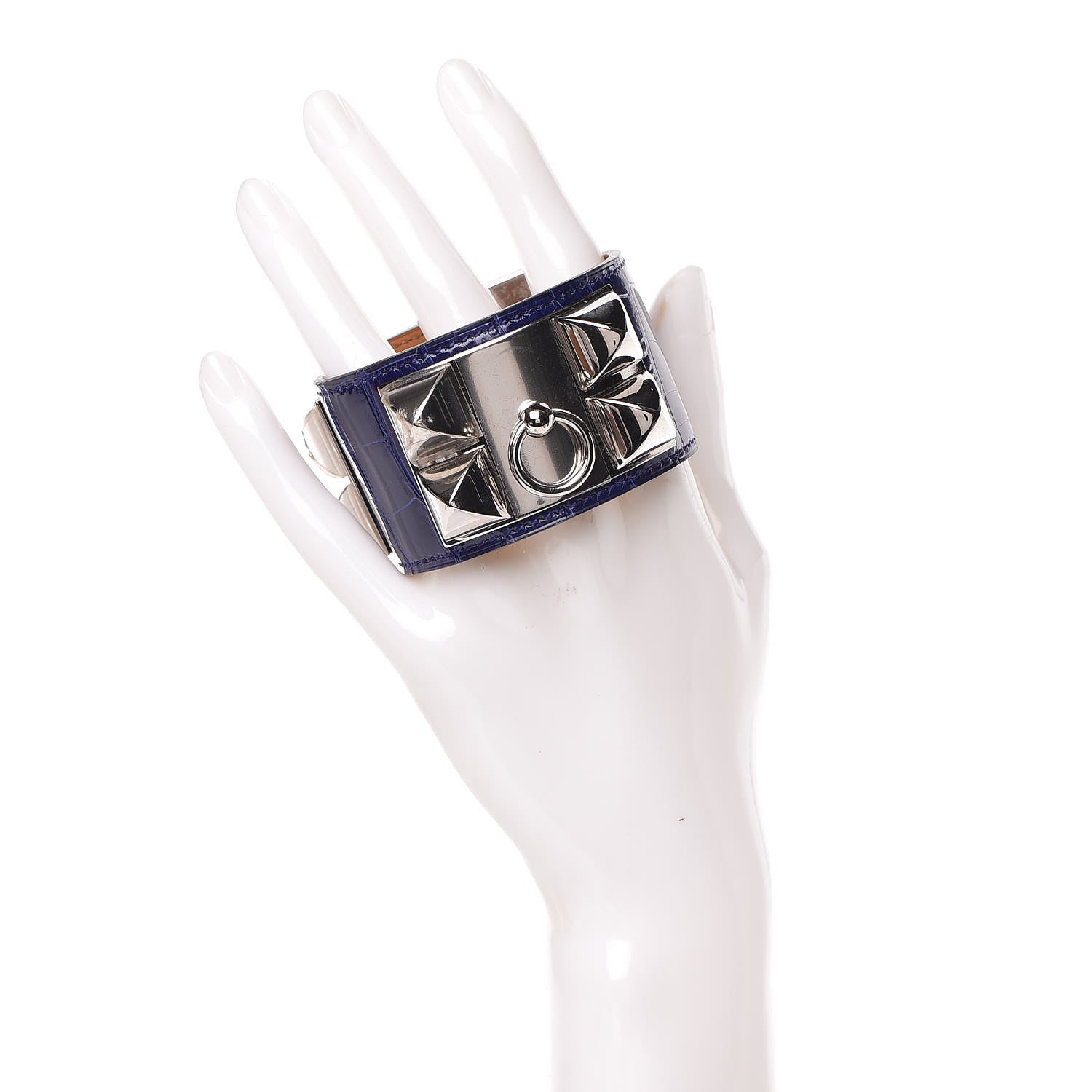 Hermes Shiny Alligator Collier De Chien CDC Bracelet S Bleu Electrique 2 of 7
