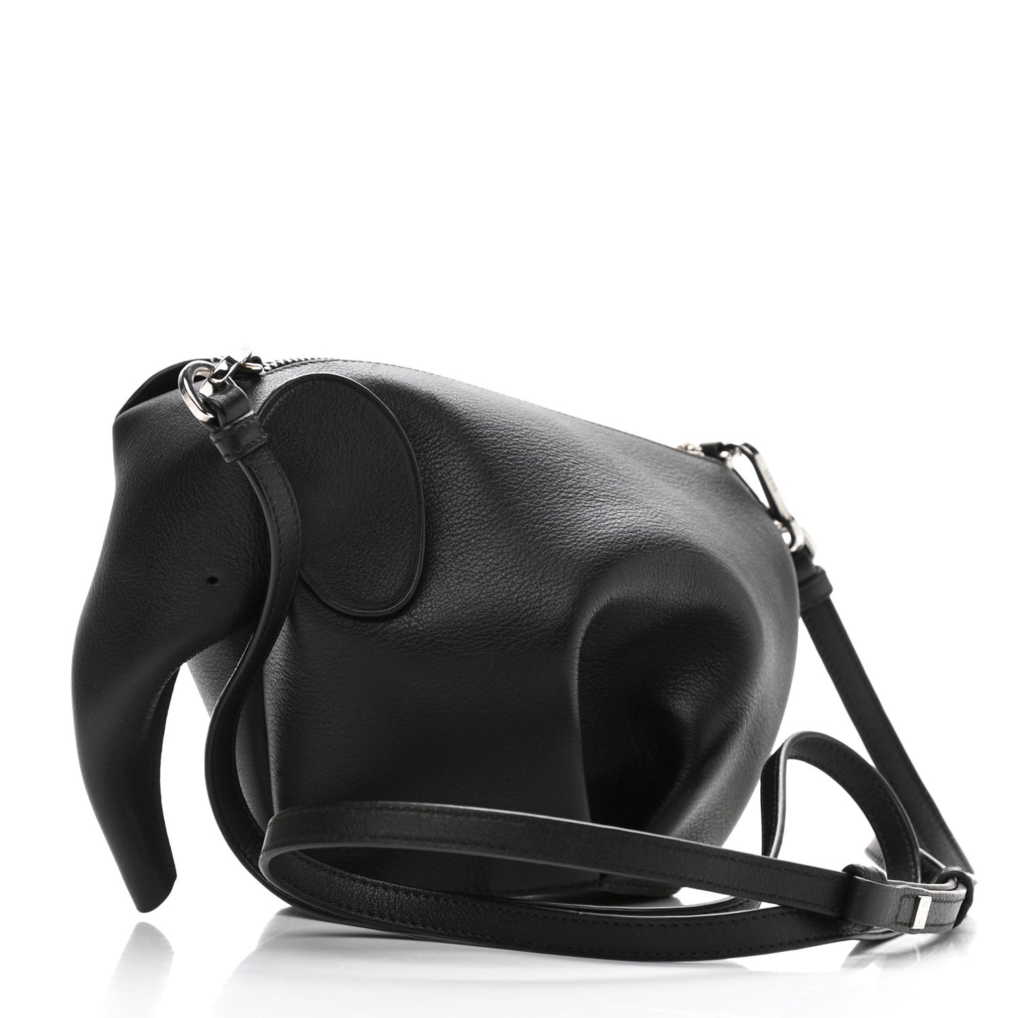 Calfskin Mini Elephant Crossbody Bag Black