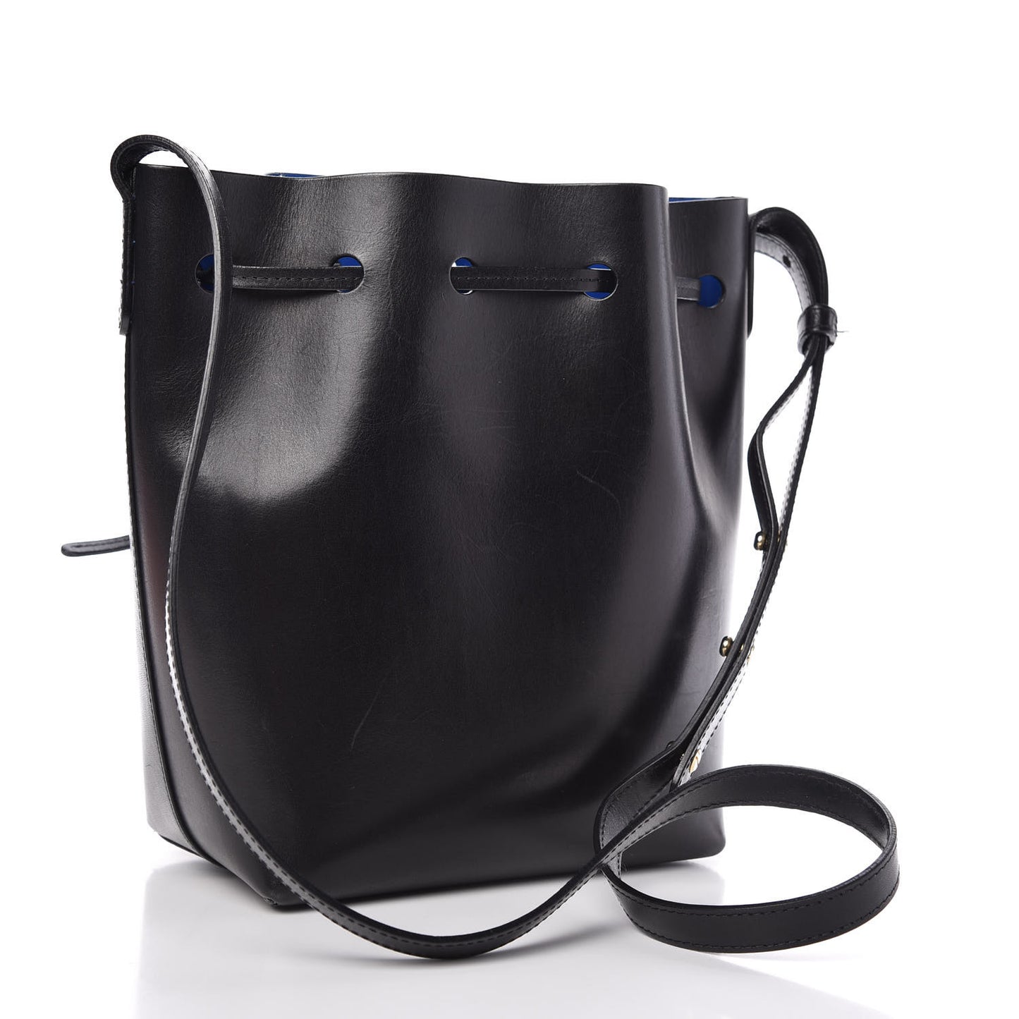 Vegetable Tanned Calfskin Mini Bucket Bag Black Royal