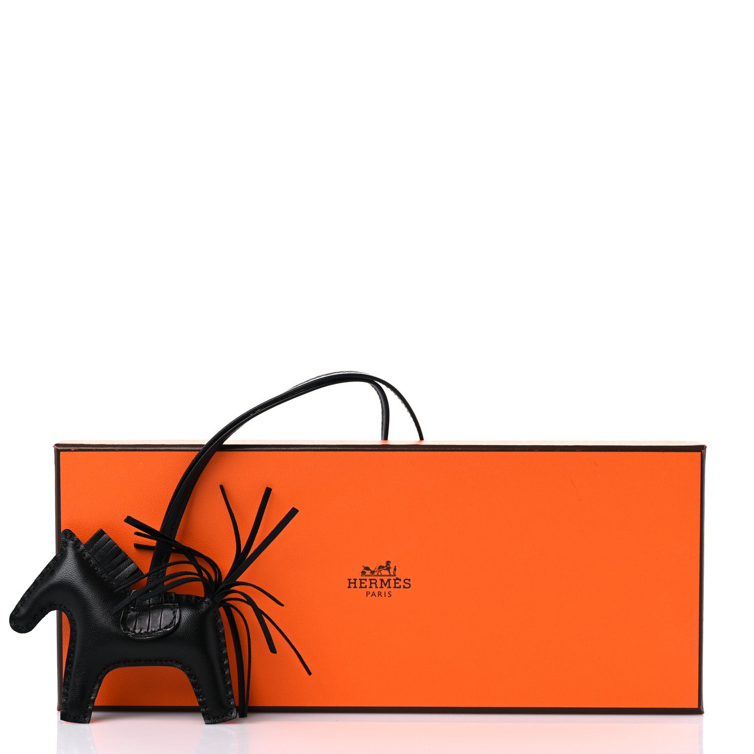 Hermes Milo Lambskin Matte Alligator Touch Grigri Rodeo Horse Bag Charm PM So Black 5 of 5