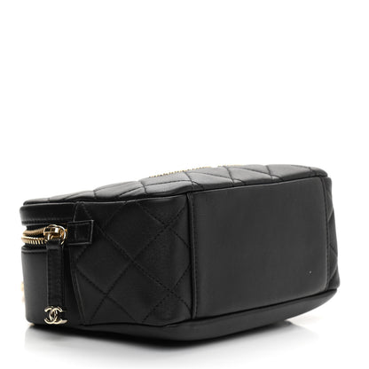 Chanel Lambskin Quilted Studded Quilted Vanity Case With Chain Black 4 of 10