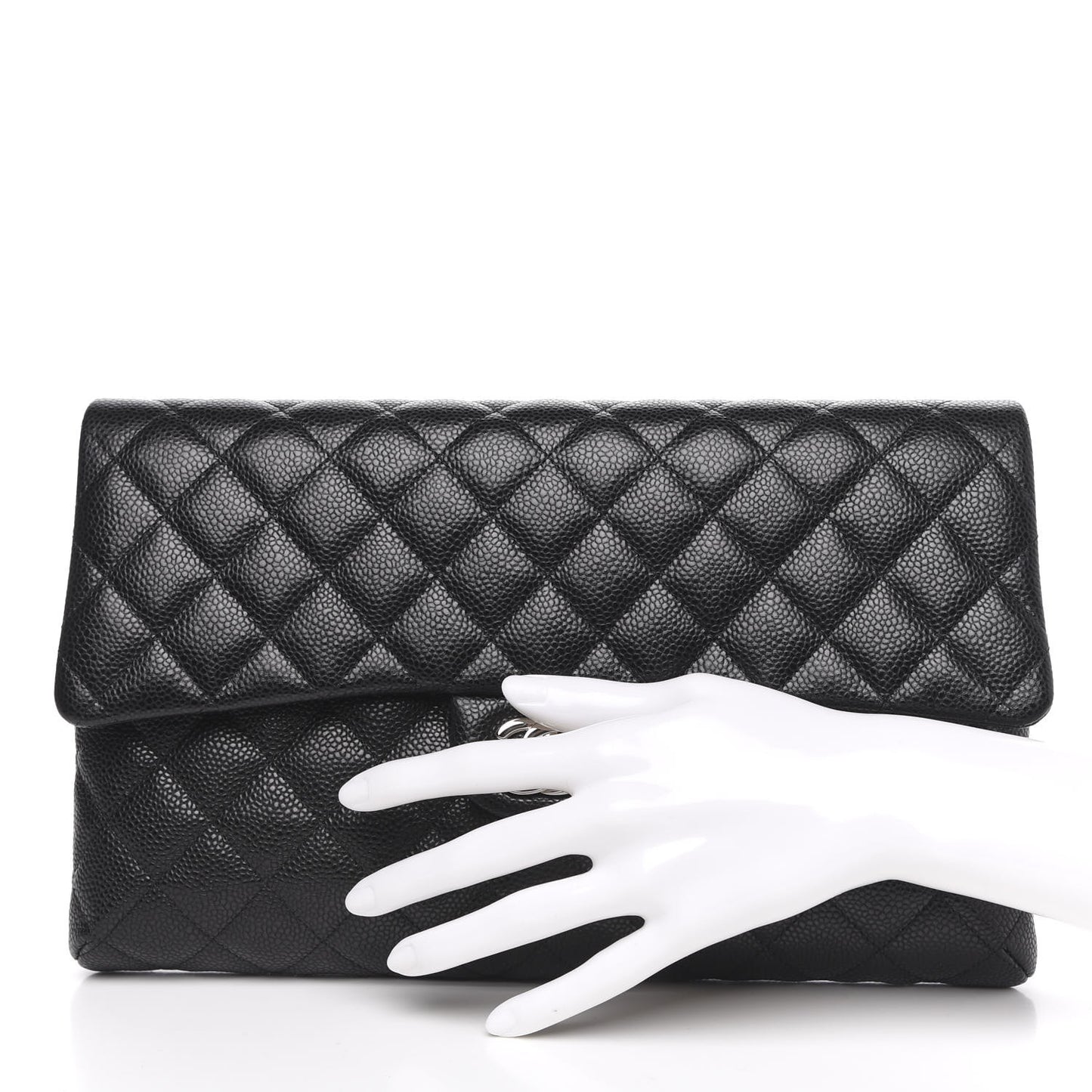 Caviar Quilted Flap Clutch Black