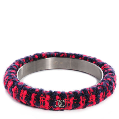 Chanel Tweed CC Narrow Bangle Size Medium Red Blue 1 of 4