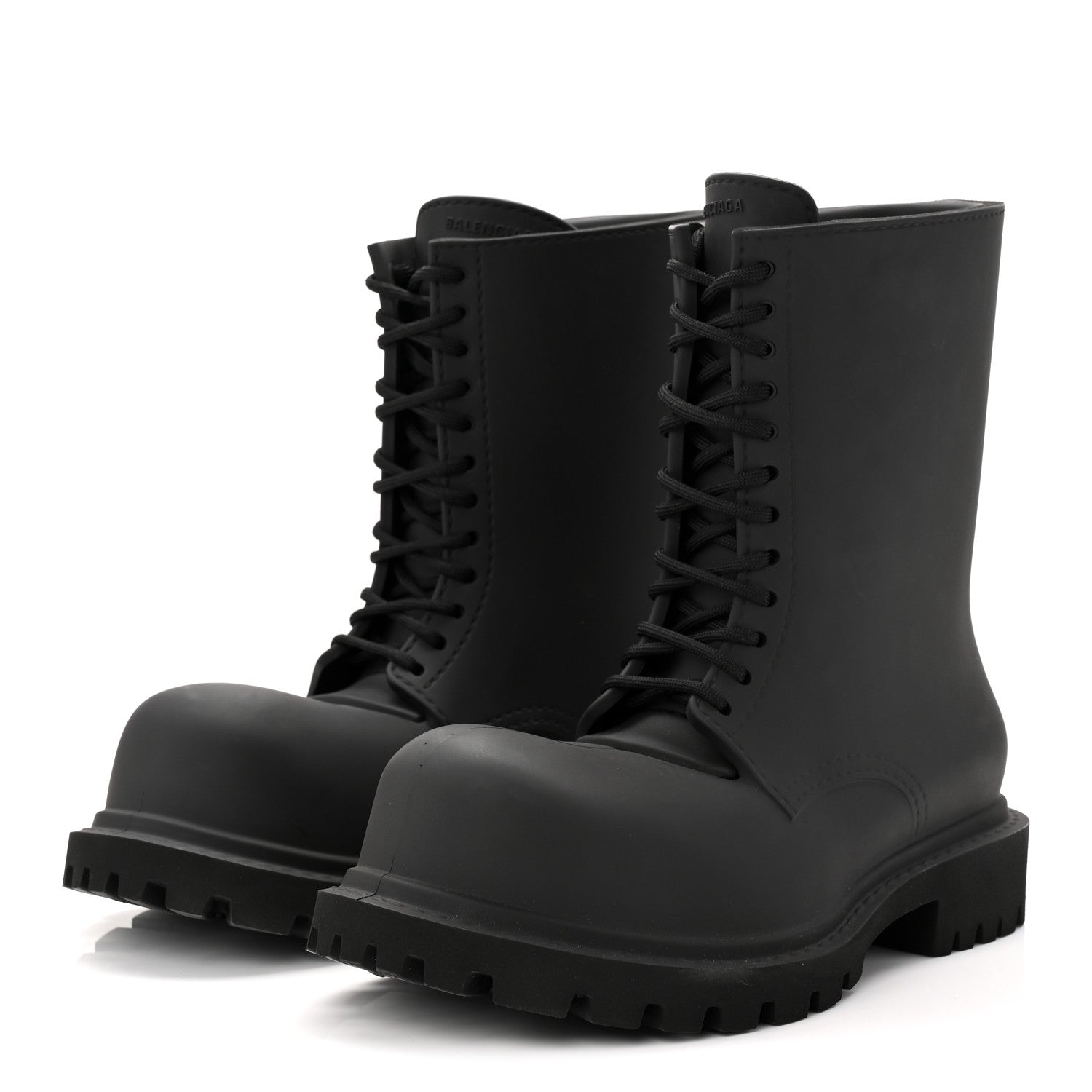 Balenciaga Rubber Mens Steroid Lace Up Boots 41 Black 1771508