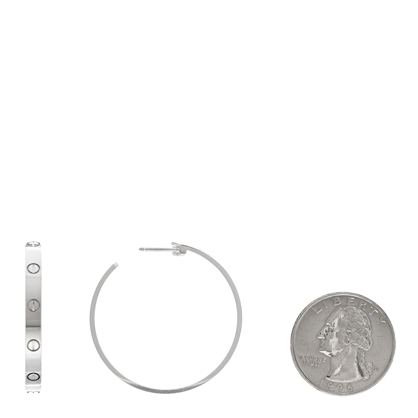 18K White Gold Large LOVE Hoop Earrings
