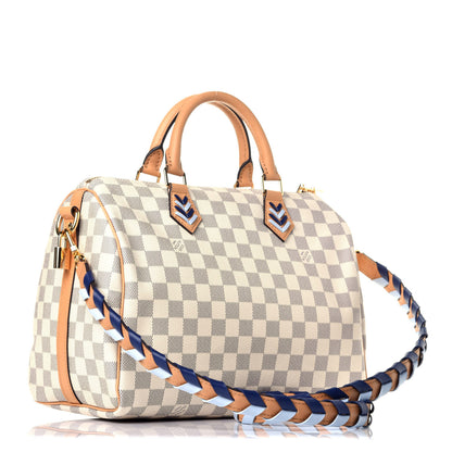 Louis Vuitton Damier Azur Braided Speedy Bandouliere 30 Blue 4 of 11