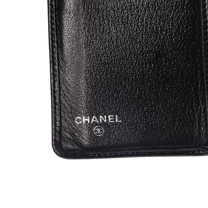 Chanel Goatskin Camellia Embossed Yen Wallet Black 6 of 9