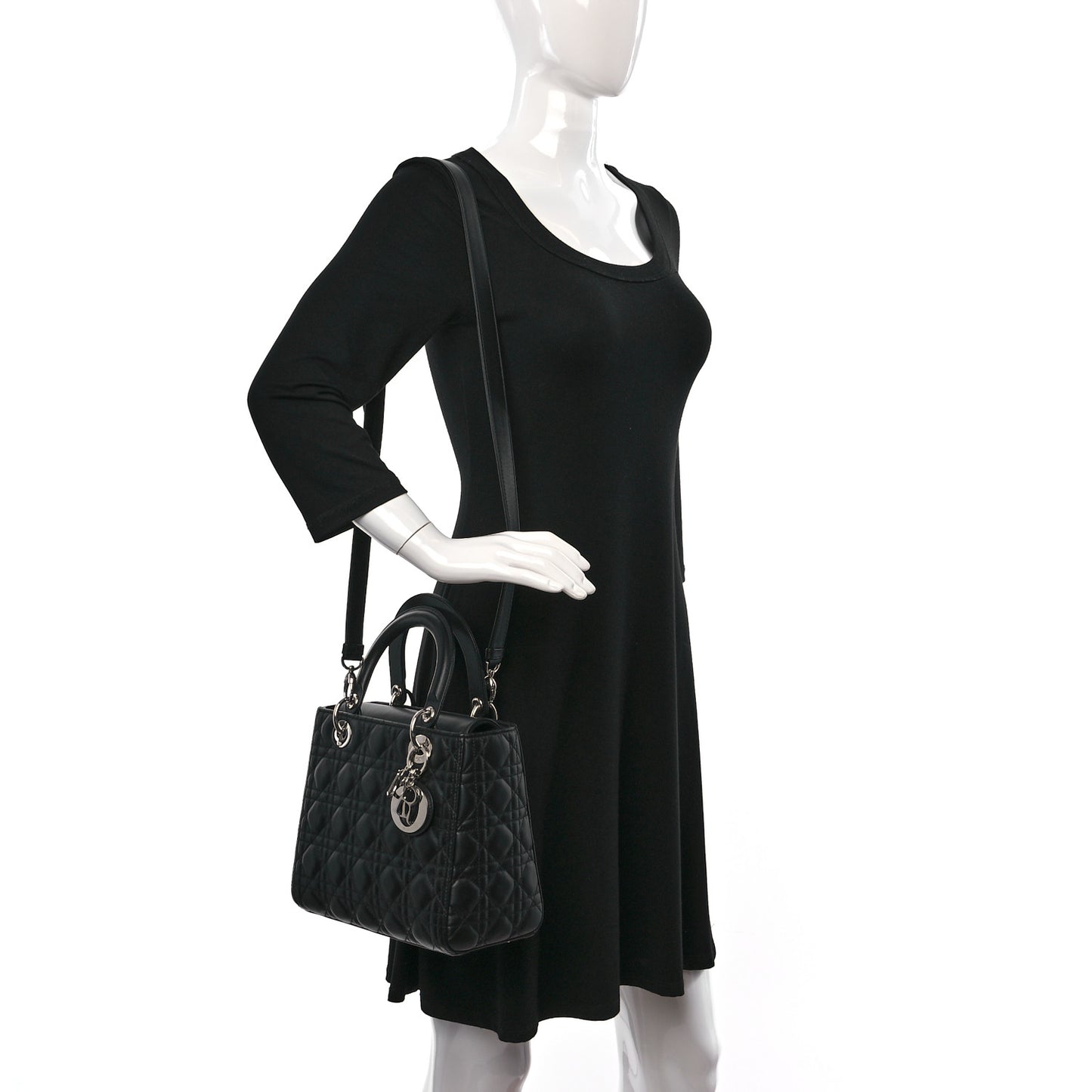 Lambskin Cannage Medium Lady Dior Black