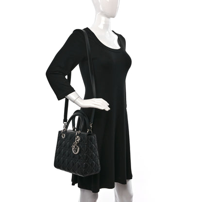 Christian Dior Lambskin Cannage Medium Lady Dior Black 2 of 9
