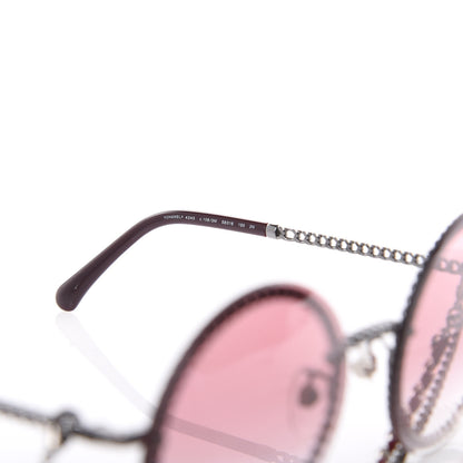 Chanel Round Removable Triple Hanging Chain Sunglasses 4245 Pink Silver 7 of 8