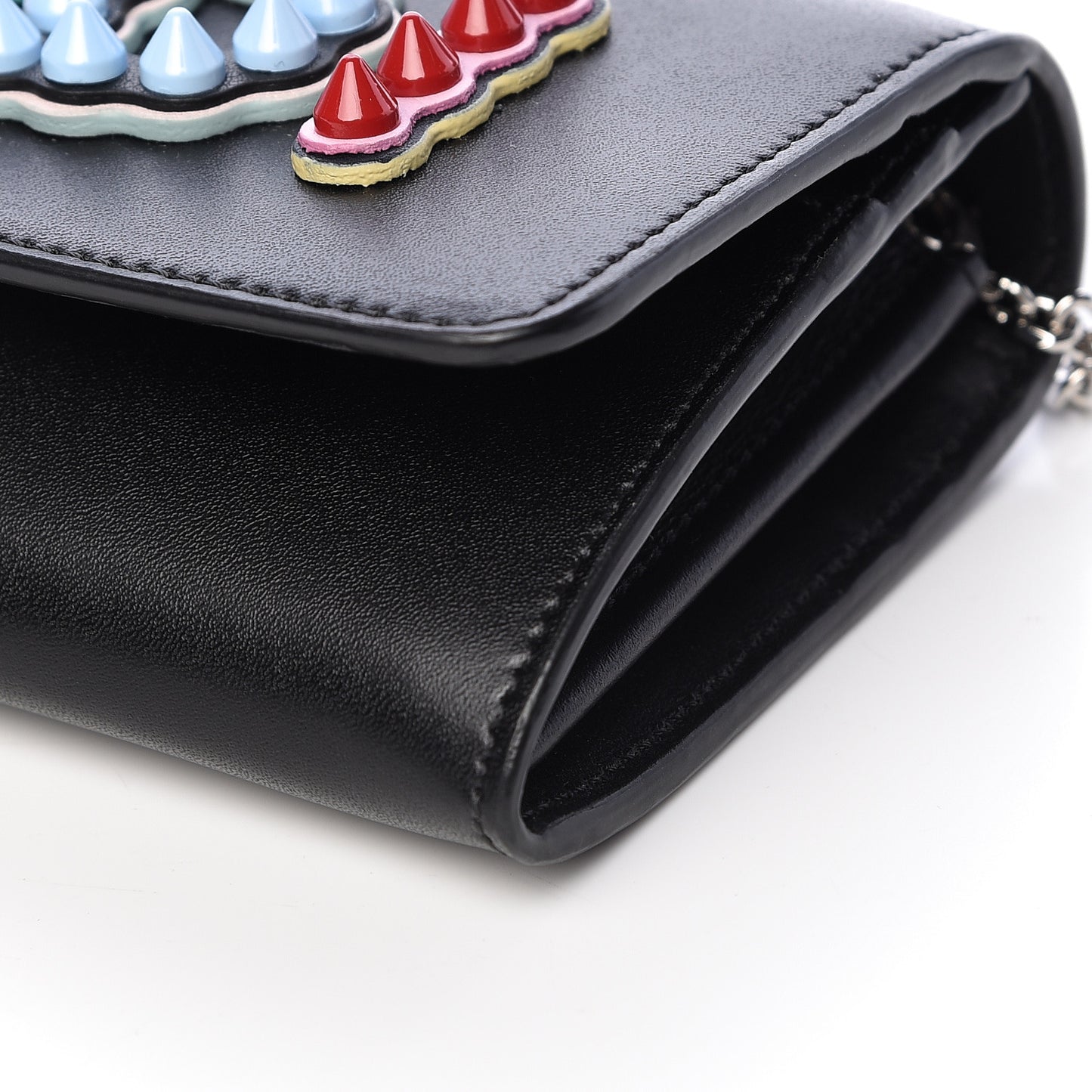 Vitello Liberty Fun Fair Studded Continental Wallet On Chain Black Multicolor