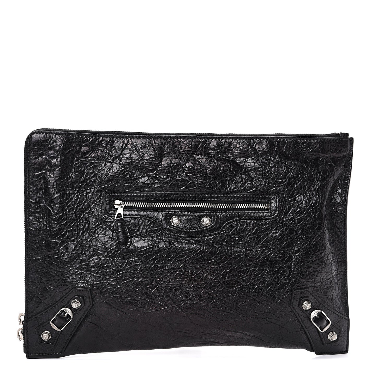 Agneau Giant 12 Silver Hardware Pouch Clutch Black