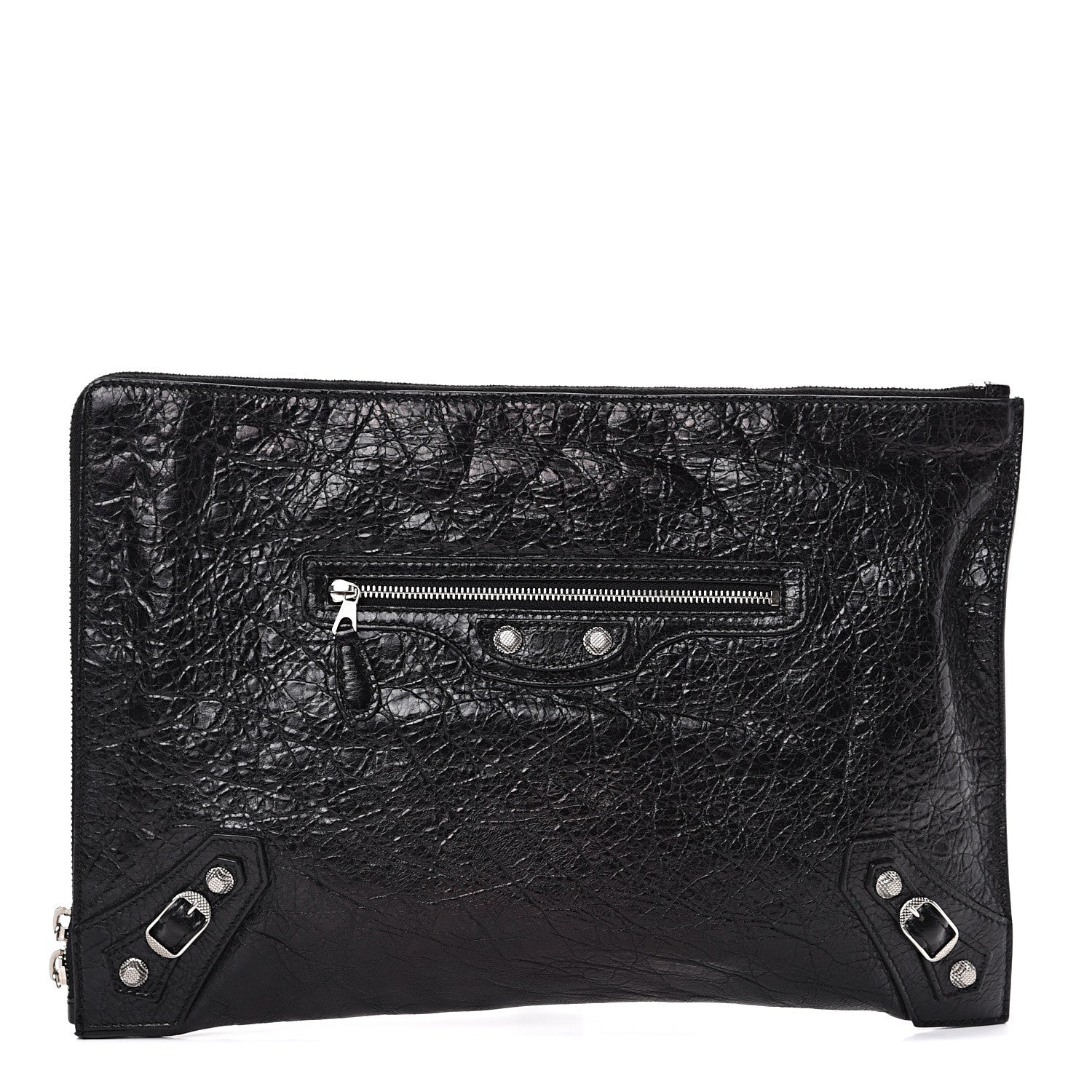 Balenciaga Agneau Giant 12 Silver Hardware Pouch Clutch Black 1 of 6