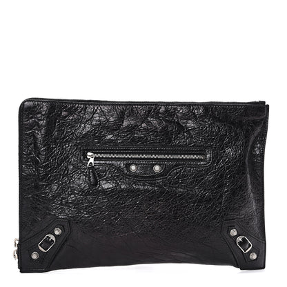 Balenciaga Agneau Giant 12 Silver Hardware Pouch Clutch Black 1 of 6
