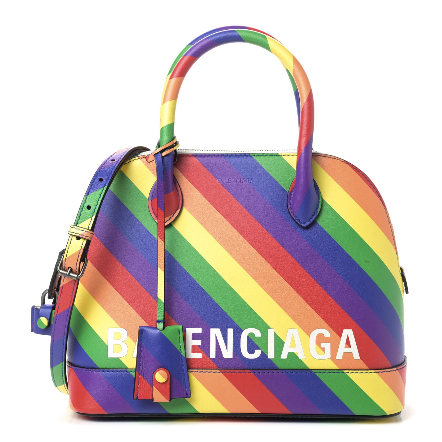Smooth Calfskin Logo Rainbow S Ville Top Handle Bag Multicolor