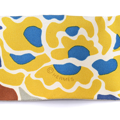 Hermes Silk Bingata Twilly Moutarde Bleu Brun 3 of 4
