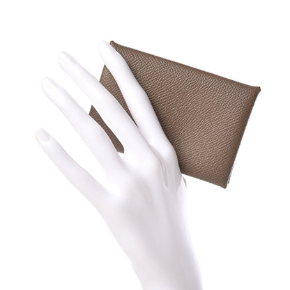 Hermes Epsom Calvi Card Case Etoupe 2 of 7