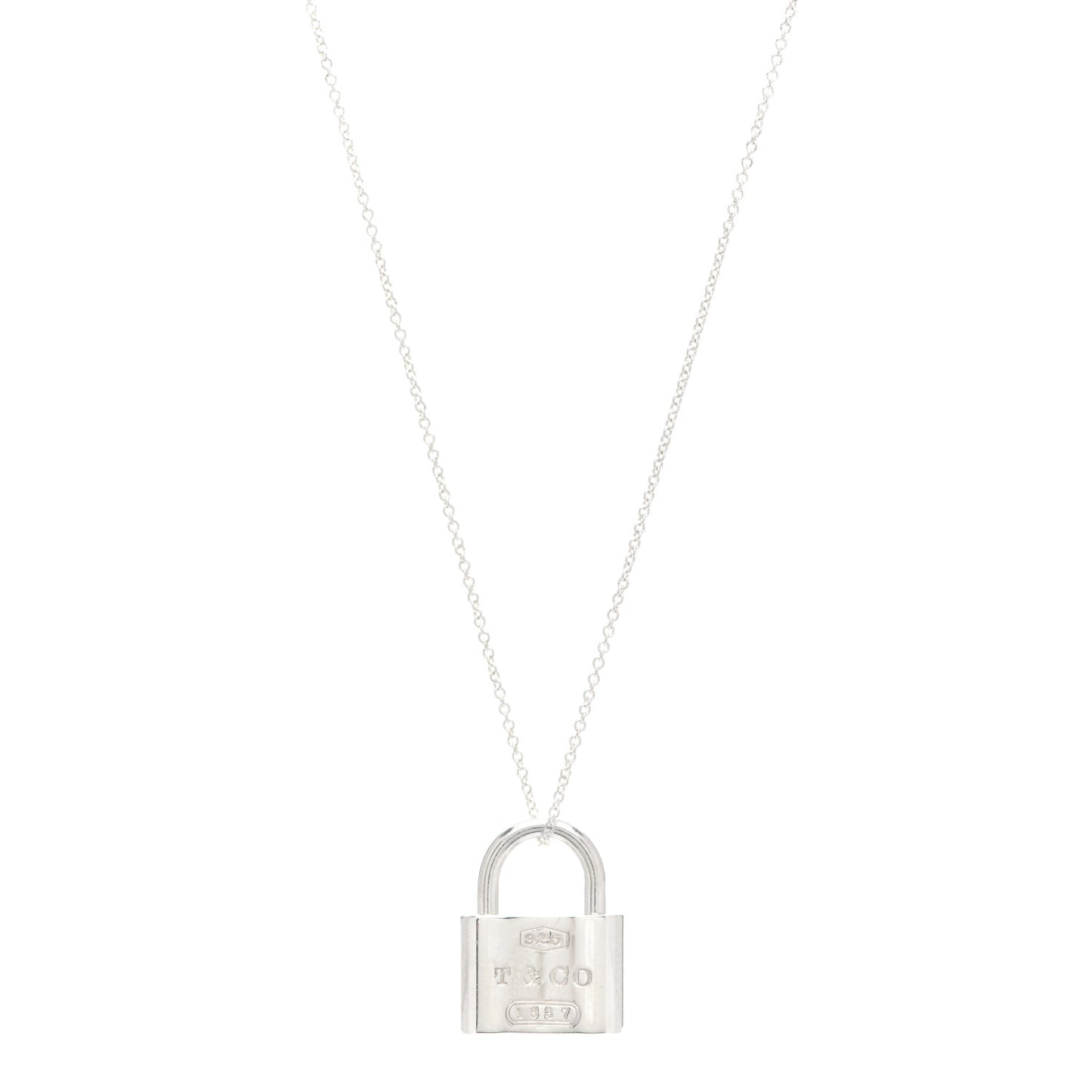 Sterling Silver 1837 Lock Charm Pendant Necklace