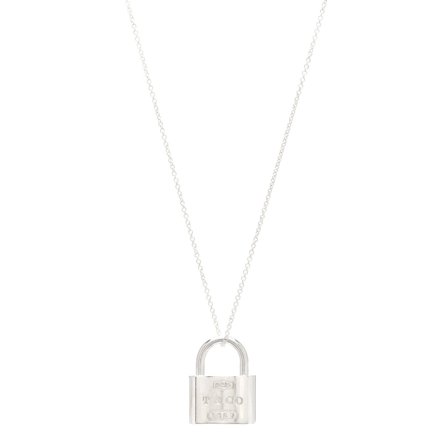 Tiffany Sterling Silver 1837 Lock Charm Pendant Necklace 1 of 4