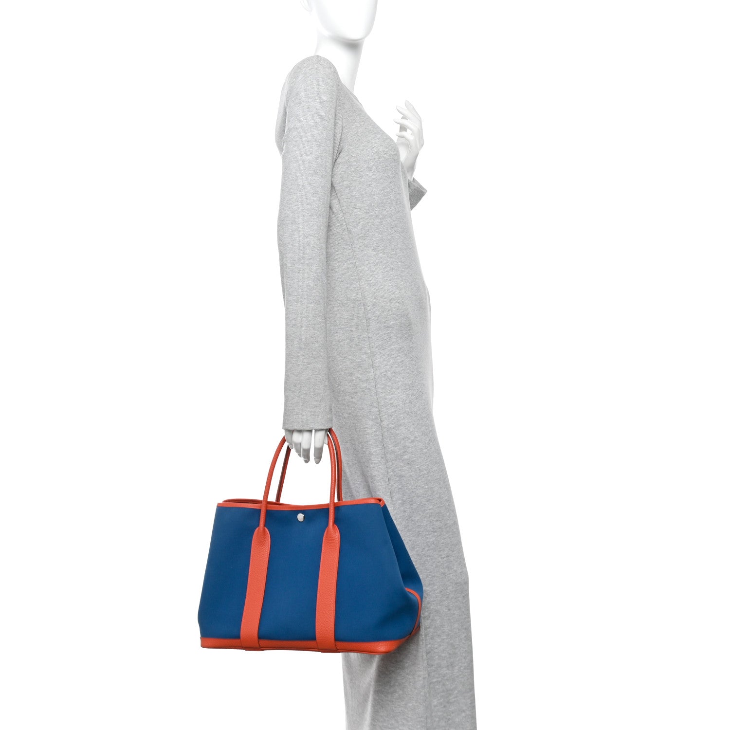 Hermes Toile Negonda Garden Party Tote 36 MM  Bleu Zanzibar Capucine 2 of 10