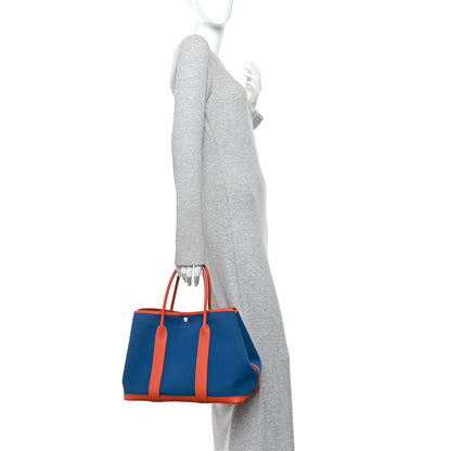 Hermes Toile Negonda Garden Party Tote 36 MM  Bleu Zanzibar Capucine 2 of 10