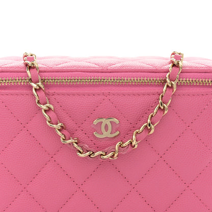 Chanel Caviar Quilted Small Vanity Case With Chain Pink 8 of 11