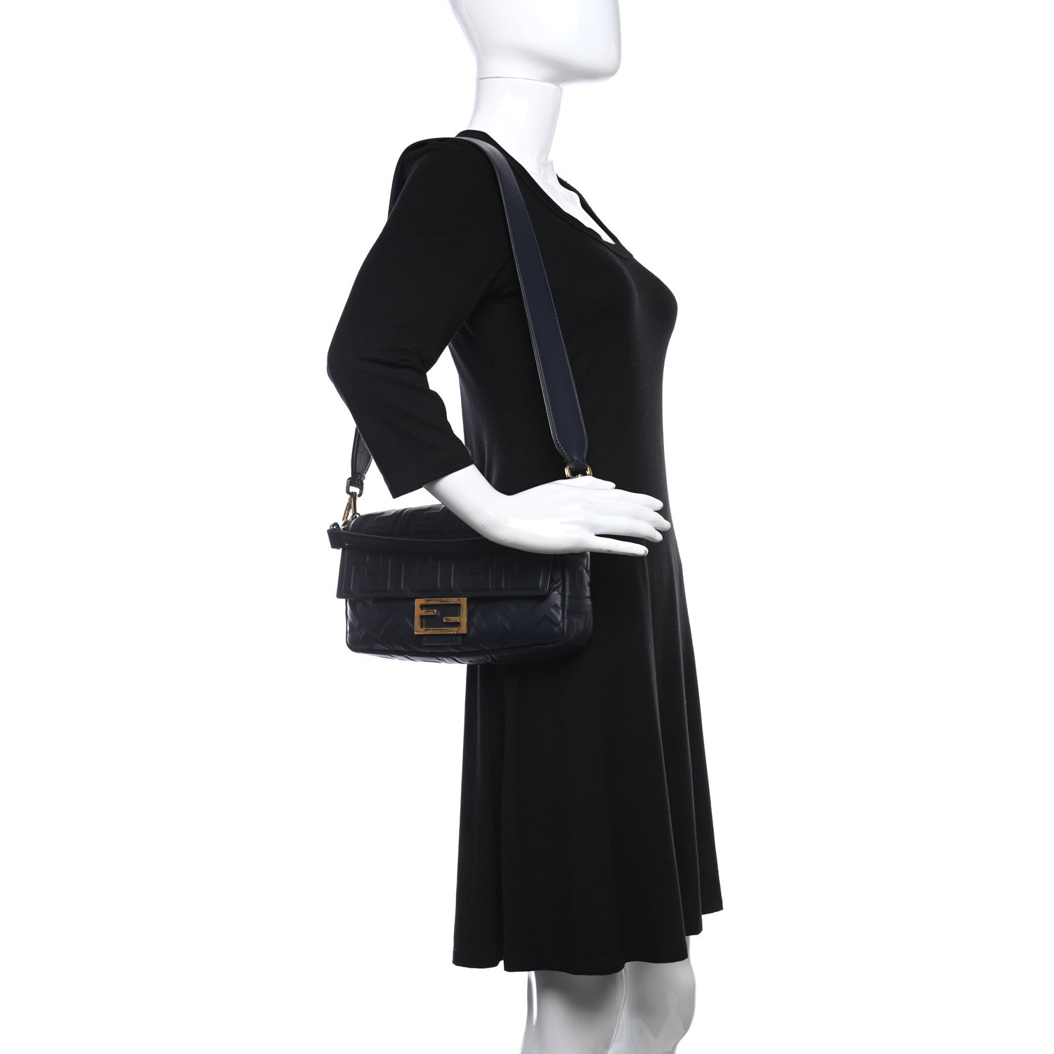 Fendi Nappa FF 1974 Embossed Baguette Mirto 2 of 9