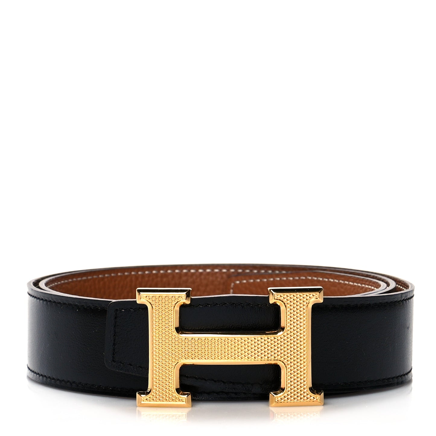 Box Togo 32mm Guilloche H Belt 85 Black Gold