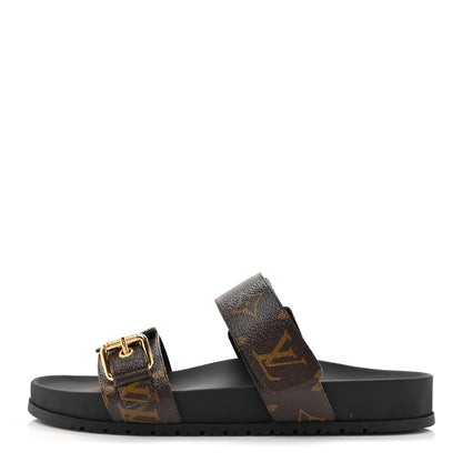 Louis Vuitton Monogram Bom Dia Mule Sandals 38.5 Black 1 of 11