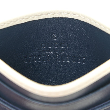 Gucci Vintage Effect Calfskin Matelasse Diagonal Torchon GG Marmont Card Holder Blue Agata Mystic White 6 of 10