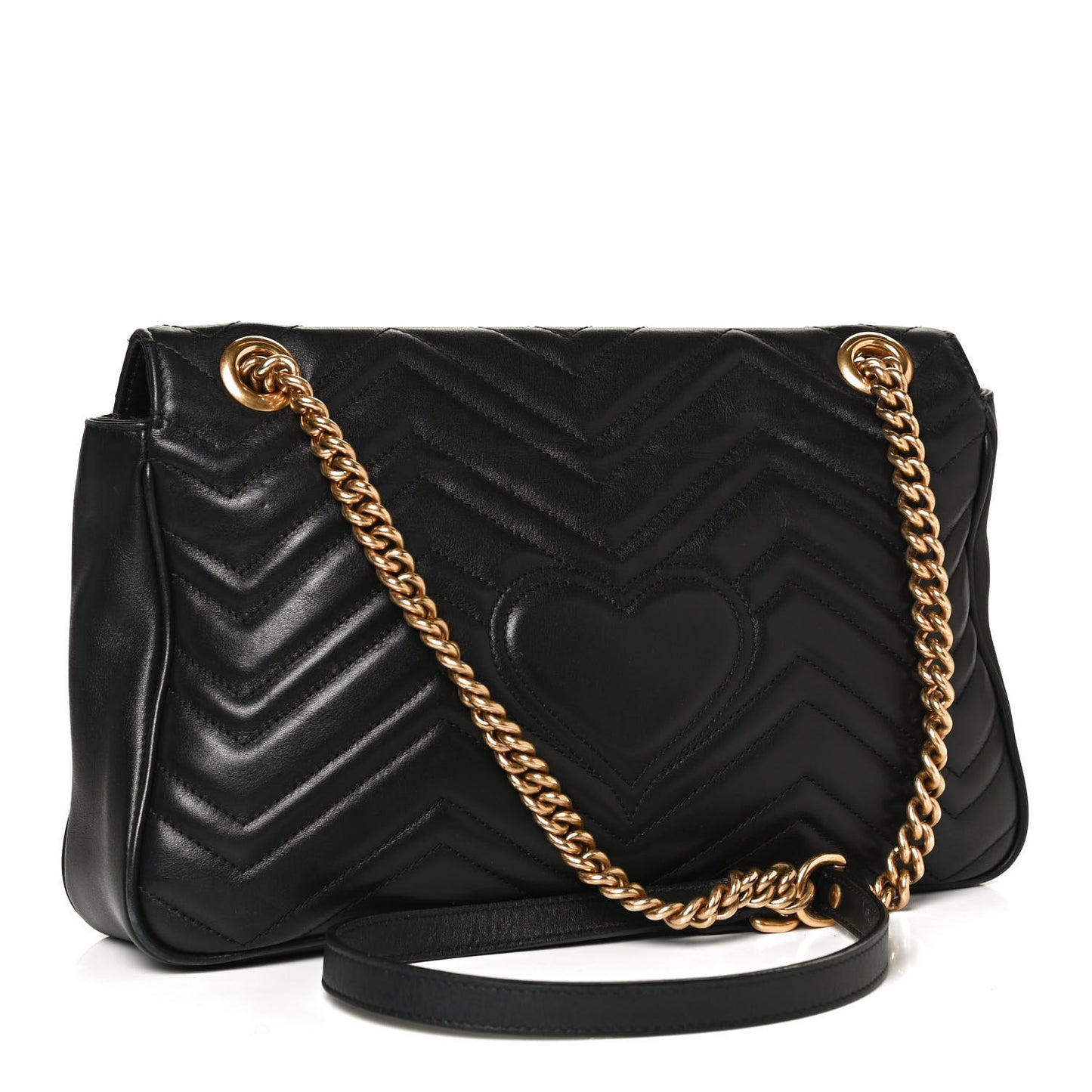 Calfskin Matelasse Medium GG Marmont Shoulder Bag Black