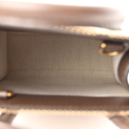 Gucci Monogram Jumbo GG Textured Dollar Calfskin Web Mini Vertical Tote Camel Ebony New Acero 5 of 10