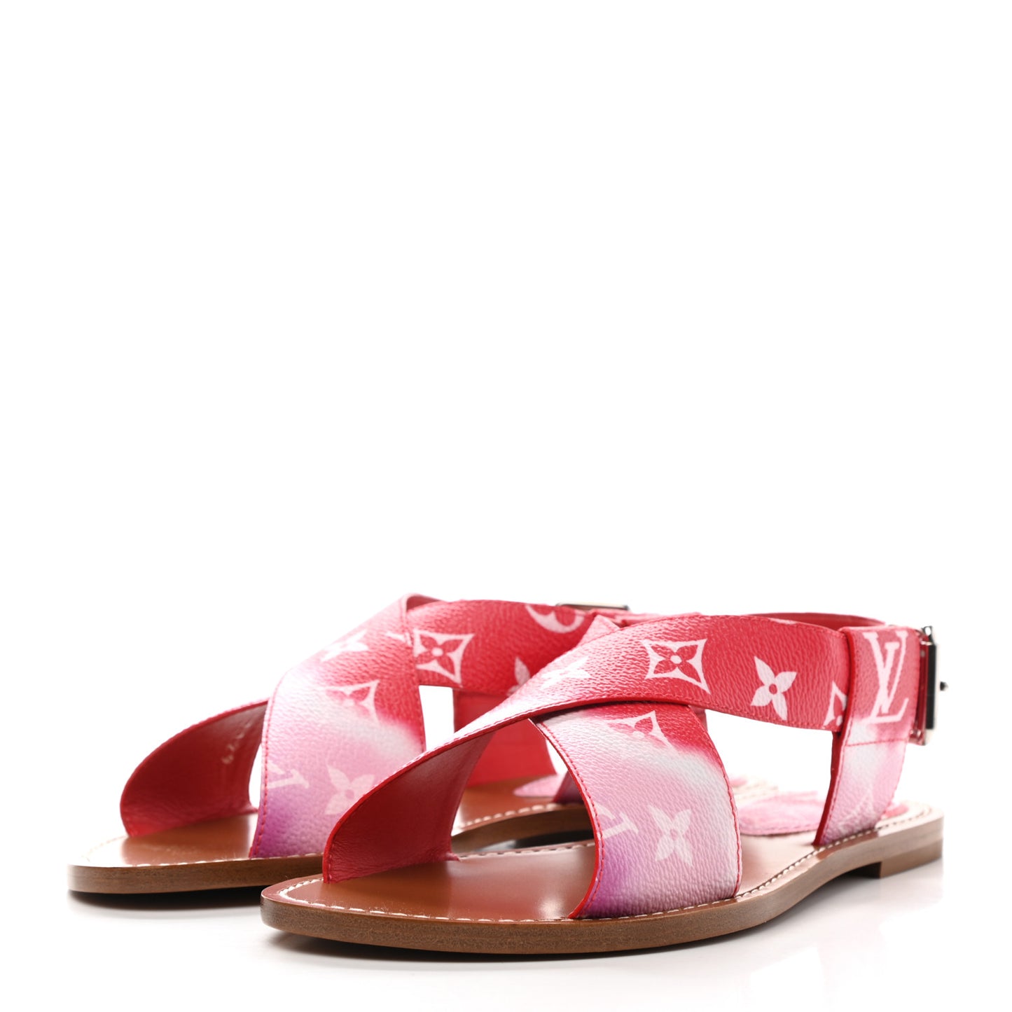 Monogram Escale Palma Flat Sandals 36.5 Rouge