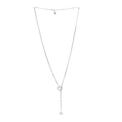 David Yurman Sterling Silver Diamond Cable Heart Lariat Necklace 2 of 4