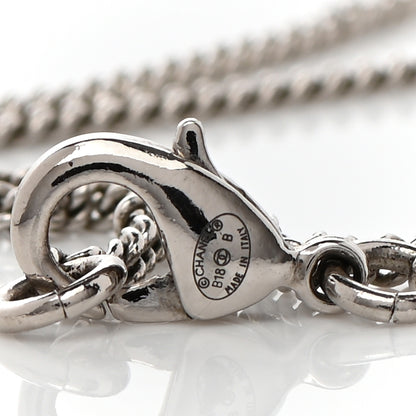 Chanel Baguette Crystal CC Pearl Drop Art Decoco Necklace Silver 6 of 6