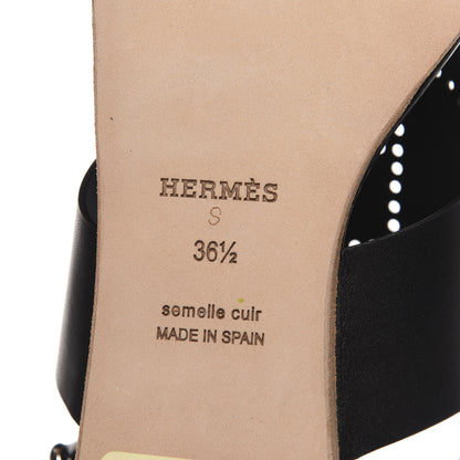 Hermes Calfskin Kola Sandals 36.5 Black 8 of 9