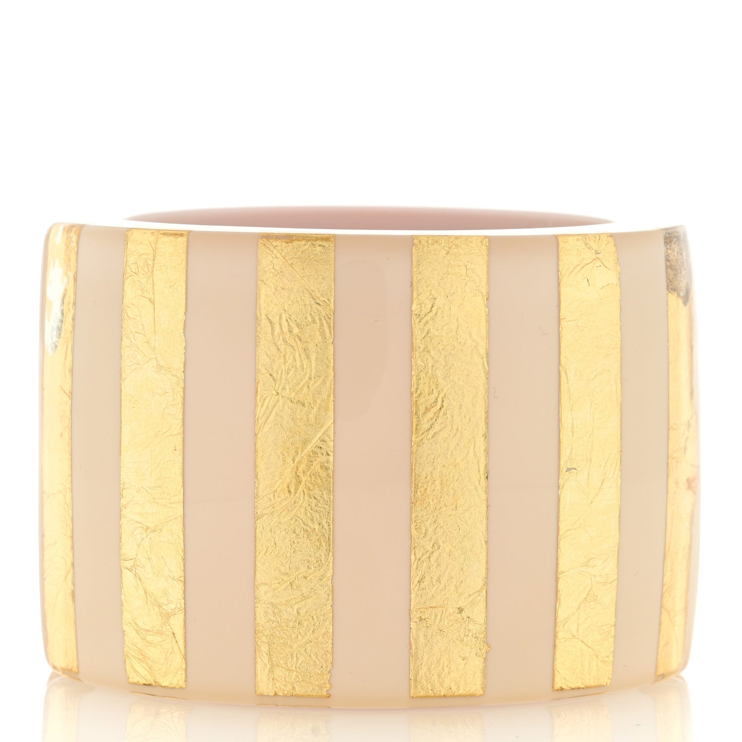 Resin Pearl CC Striped Cuff Light Gold Beige