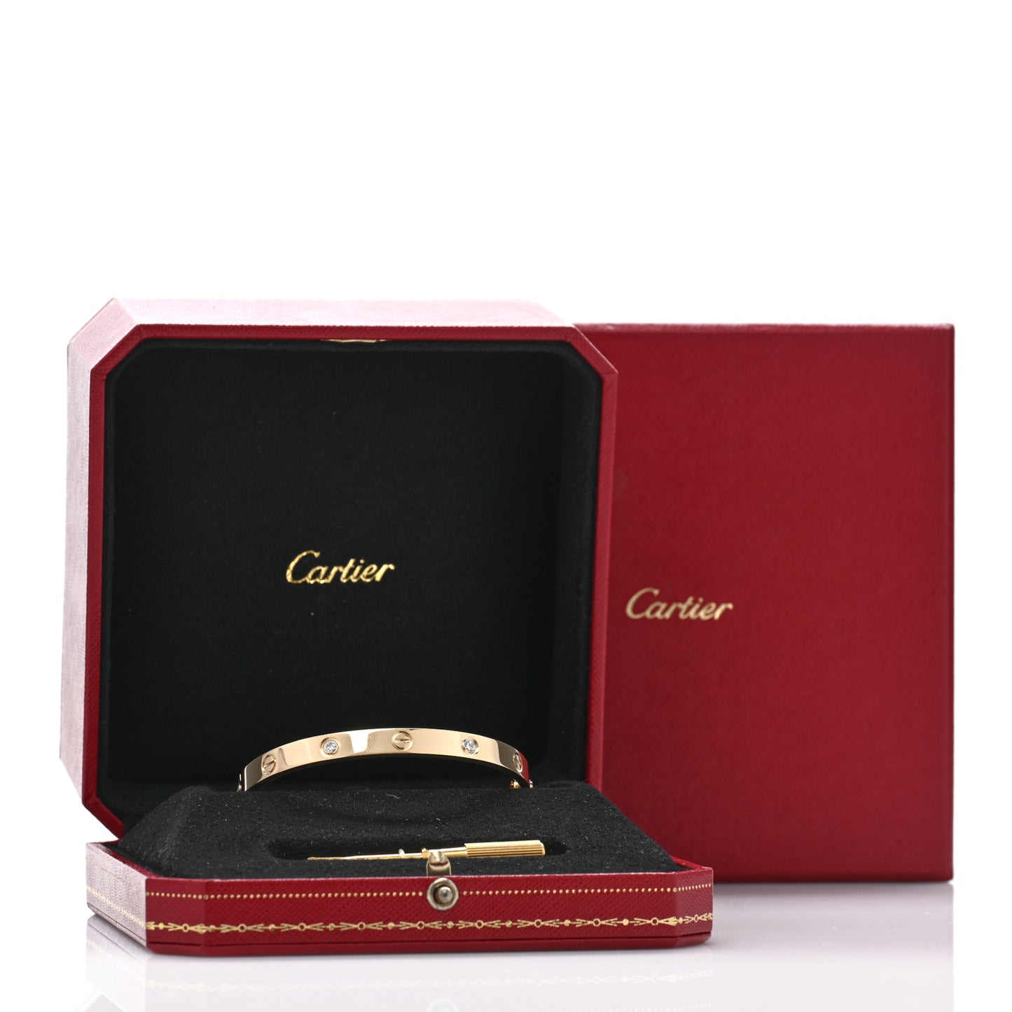 18K Yellow Gold 4 Diamond LOVE Bracelet