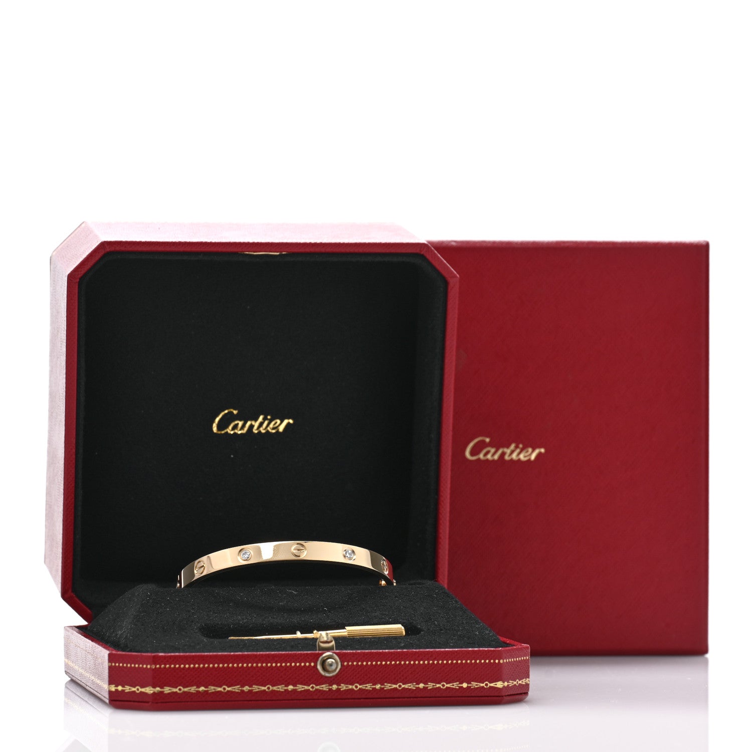 Cartier 18K Yellow Gold 4 Diamond LOVE Bracelet 7 of 7
