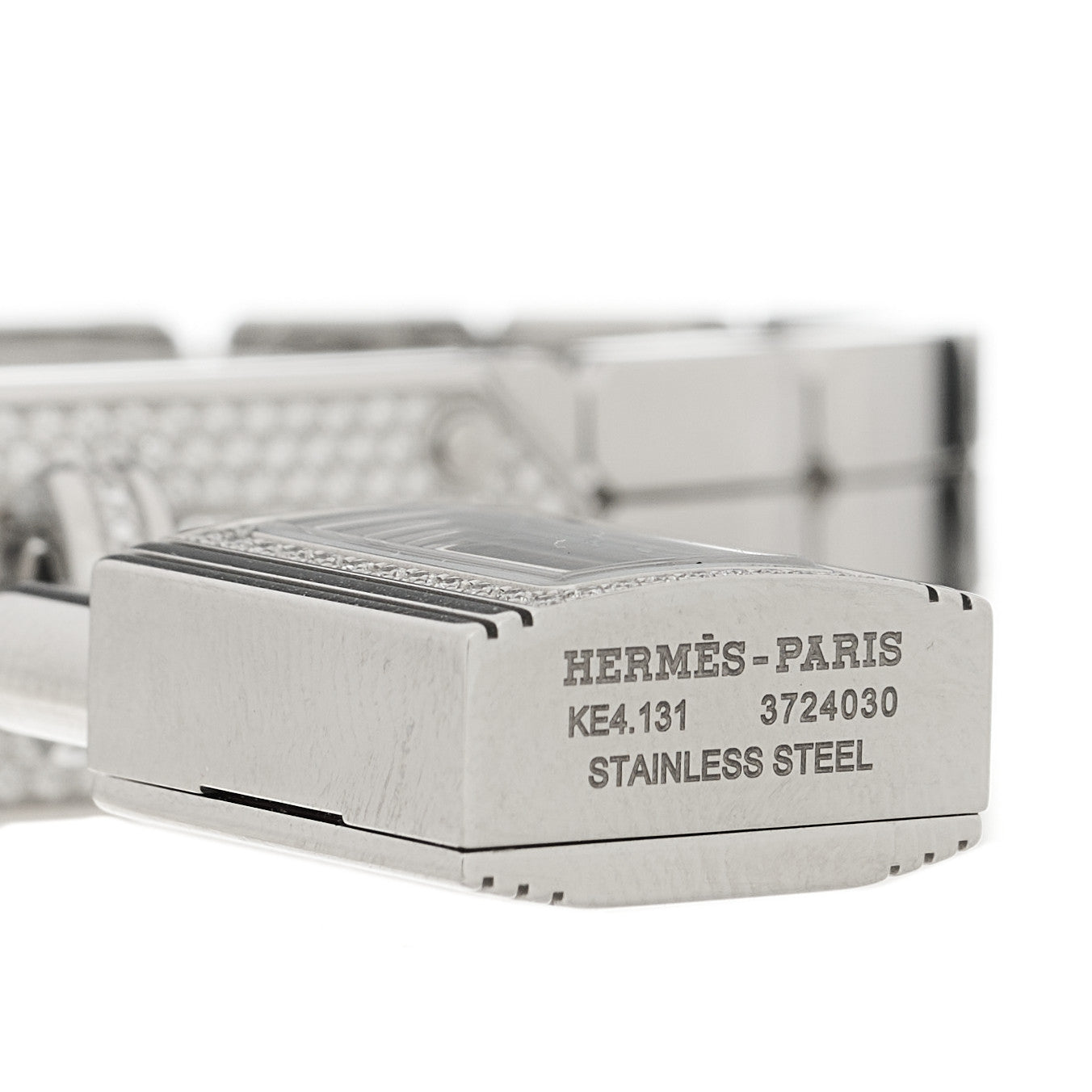 Hermes Stainless Steel Diamond Pave 16mm Kelly Quartz Watch 4 of 6